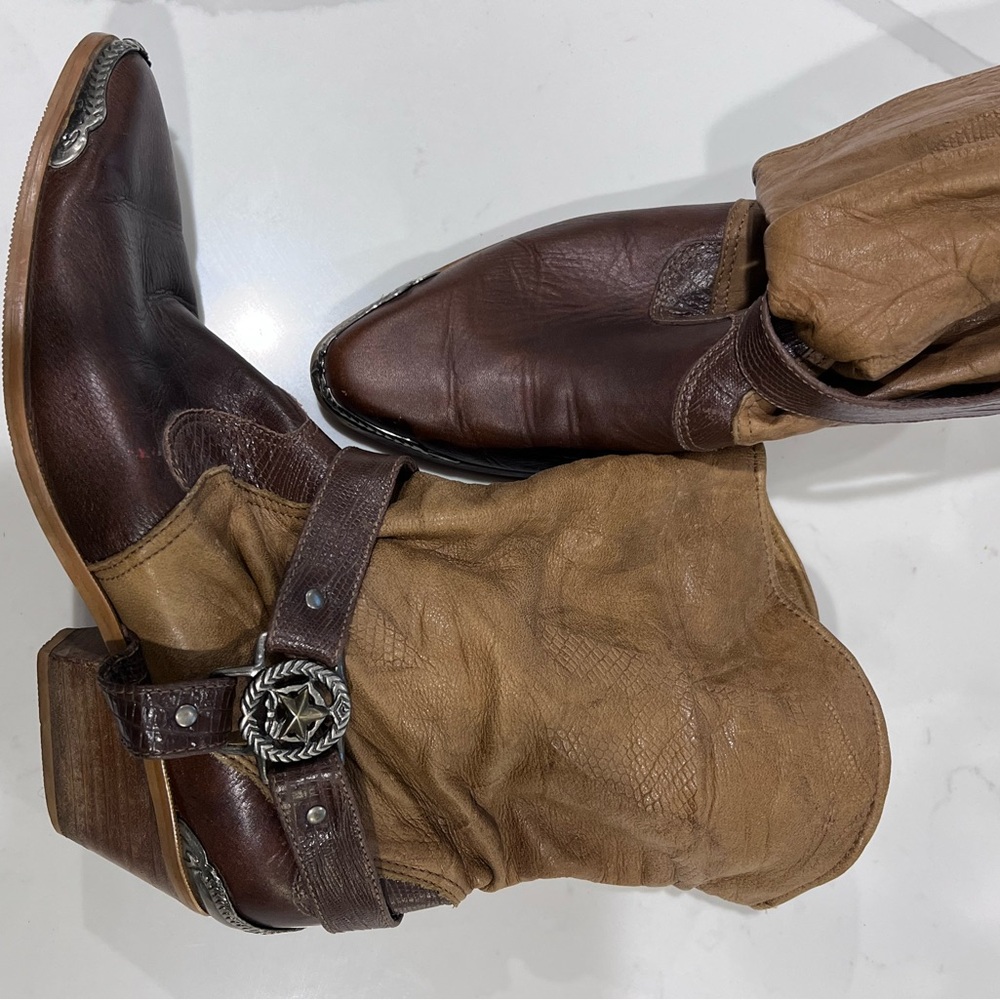 VINTAGE MAINE WOODS WESTERN LEATHER SLOUCH BOOT